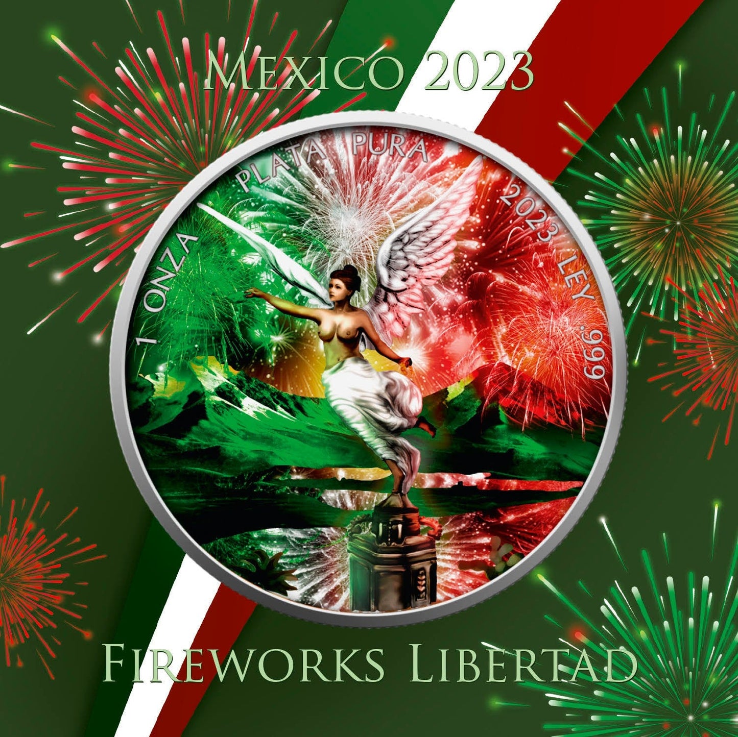 2023 Mexico Libertad Fireworks Edition 1 oz Silbermünze*