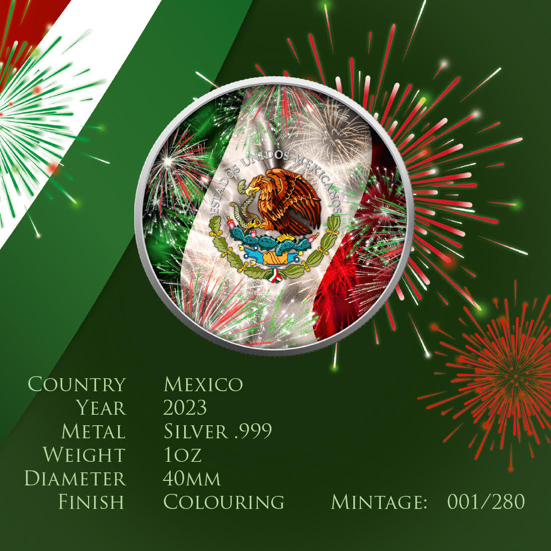 2023 Mexico Libertad Fireworks Edition 1 oz Silbermünze*