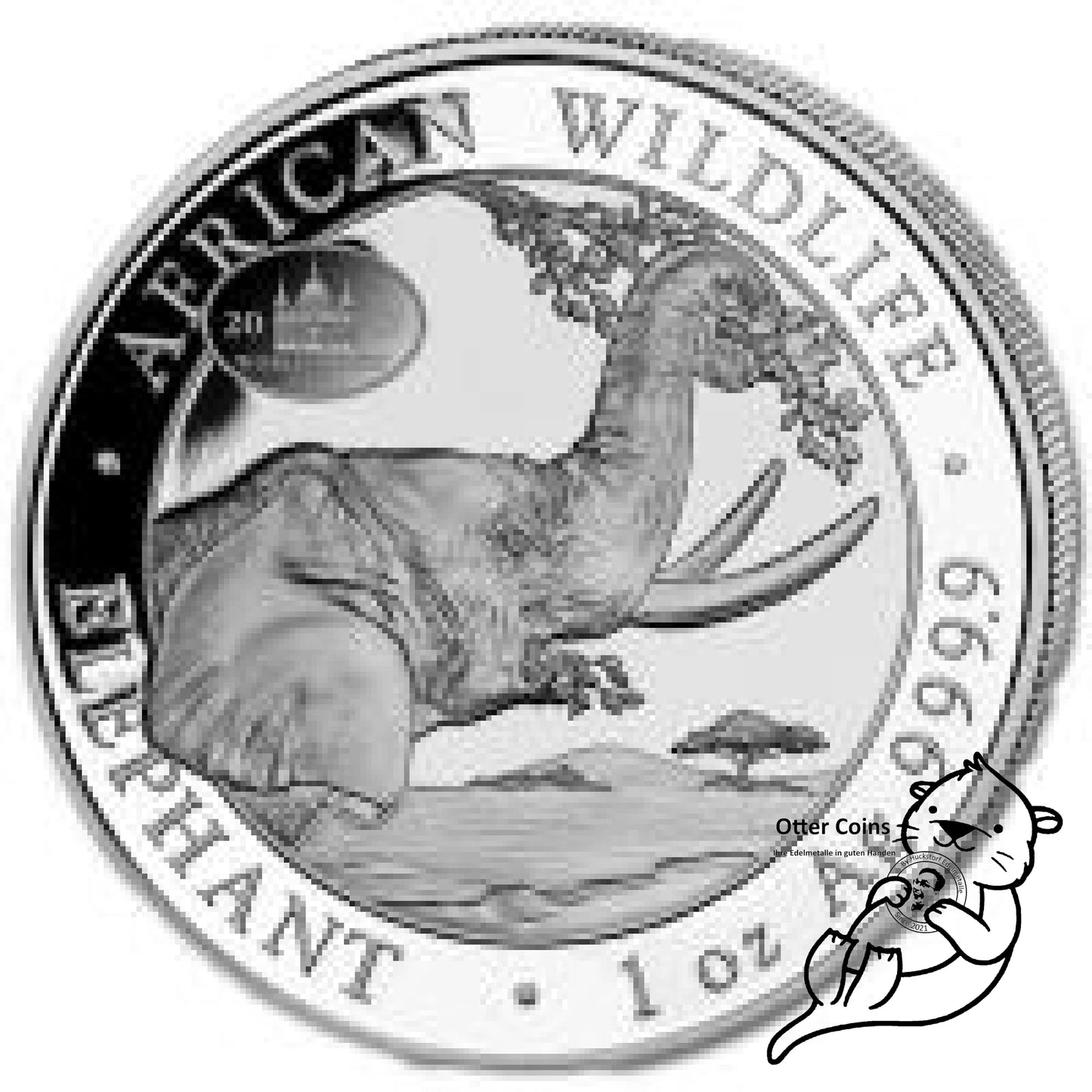 Somalia Elefant 1 Oz Silbermünze World Money Fair Edition
