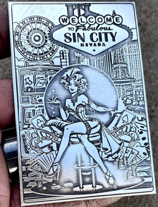 1oz Silberbarren-Karte Welcome to Sin City