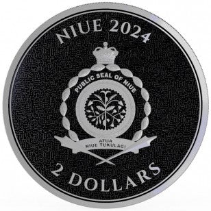 2024 1oz Niue $2 NZD Bitcoin Silbermünze BU*