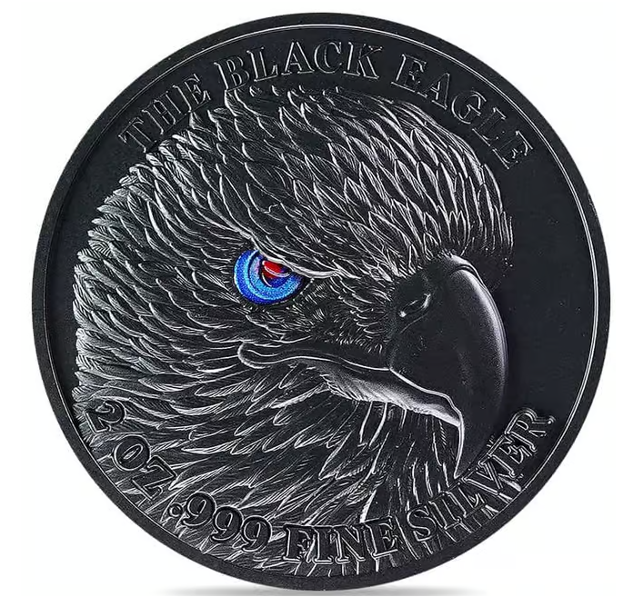 2024 Chad 2 Oz American Eagle Black Shaped Silbermünze