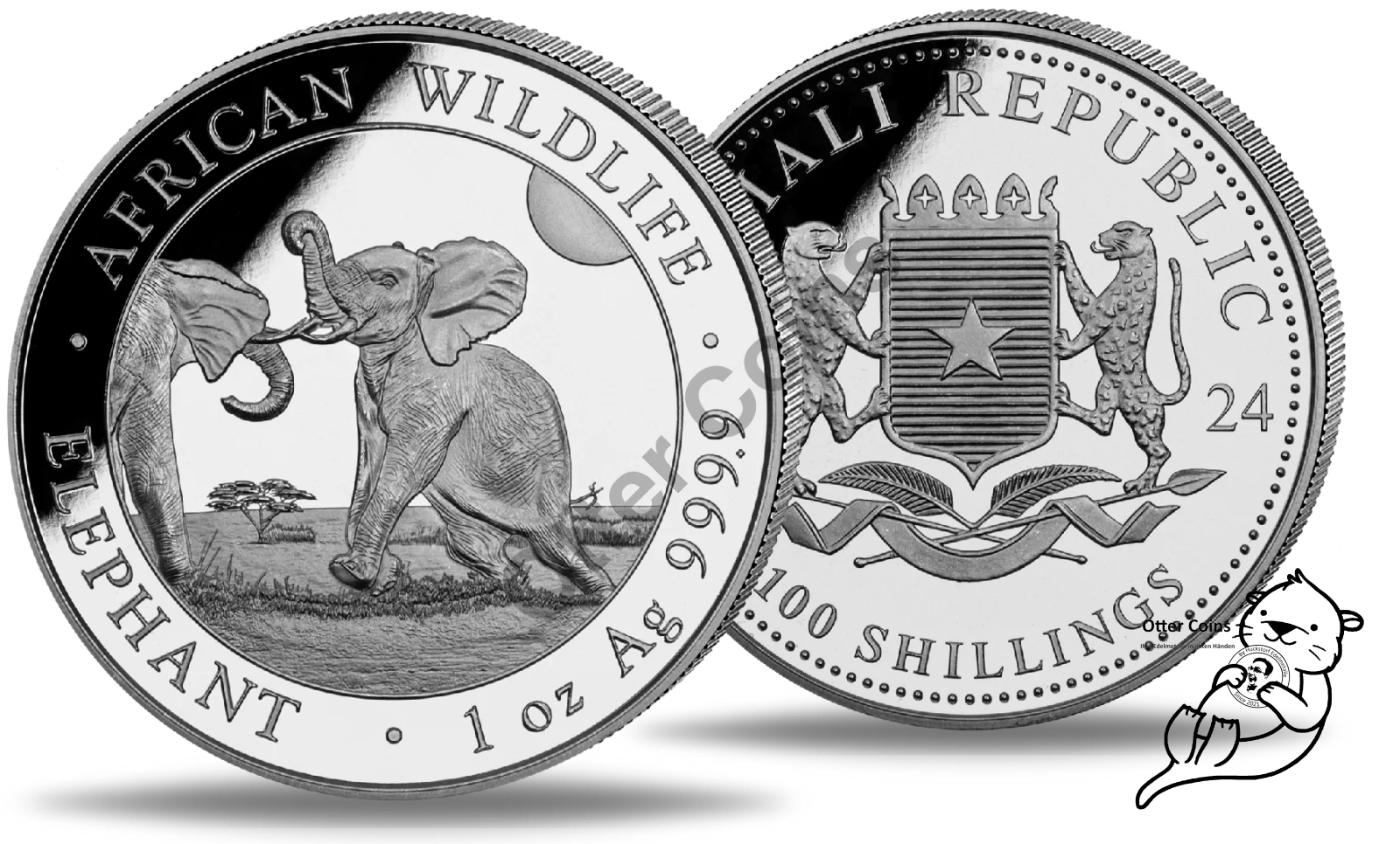 Somalia Elefant 1 Oz Silbermünze 2024