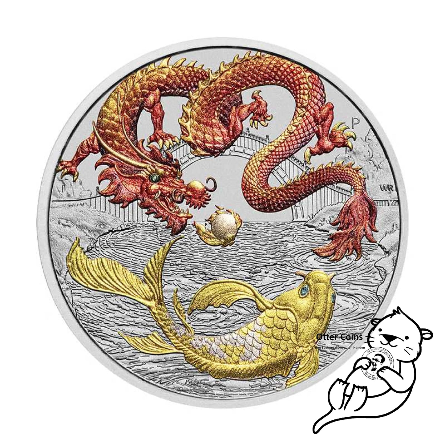 Chinese Myths and Legends - Drache & Koi Coloured Red 2023