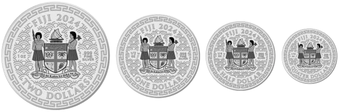 Fiji 4Coin Set 1,85oz Silbermünzen Drache 2024*