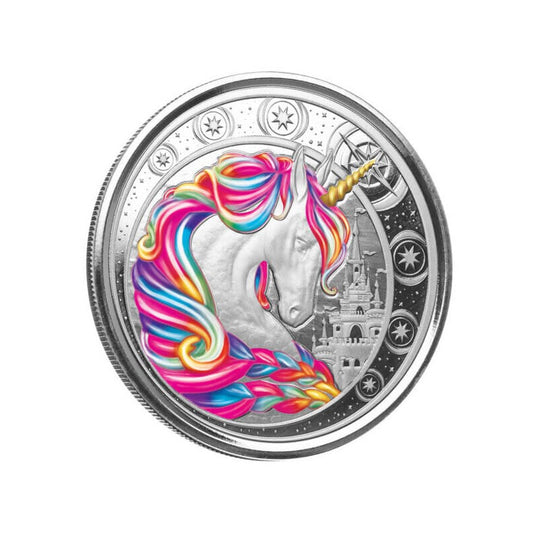 Ghana 2023 - Einhorn / Unicorn Ag999 Blossom Color 1oz