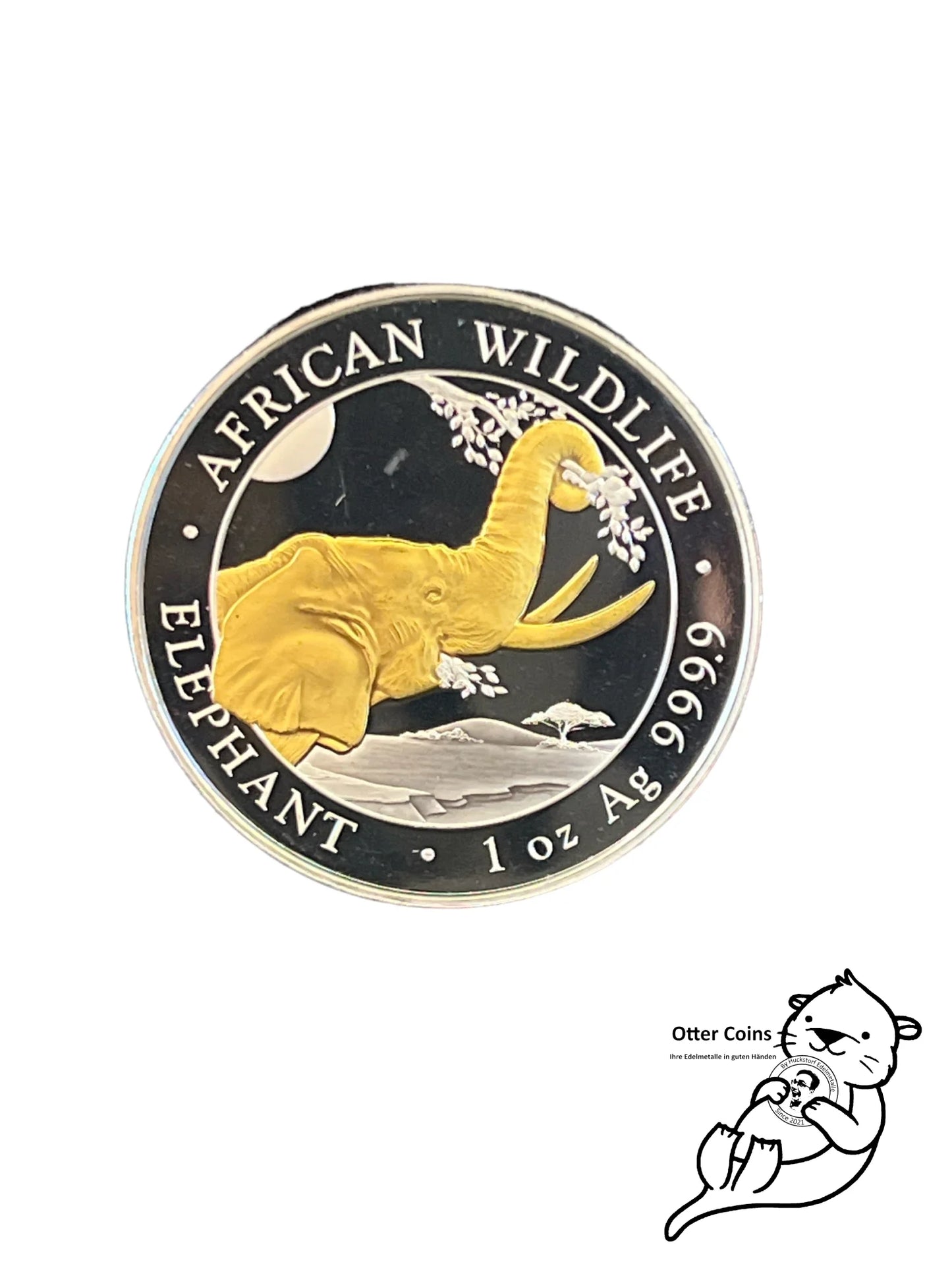 Somalia Elefant gilded 1 Oz Silbermünze 2023*