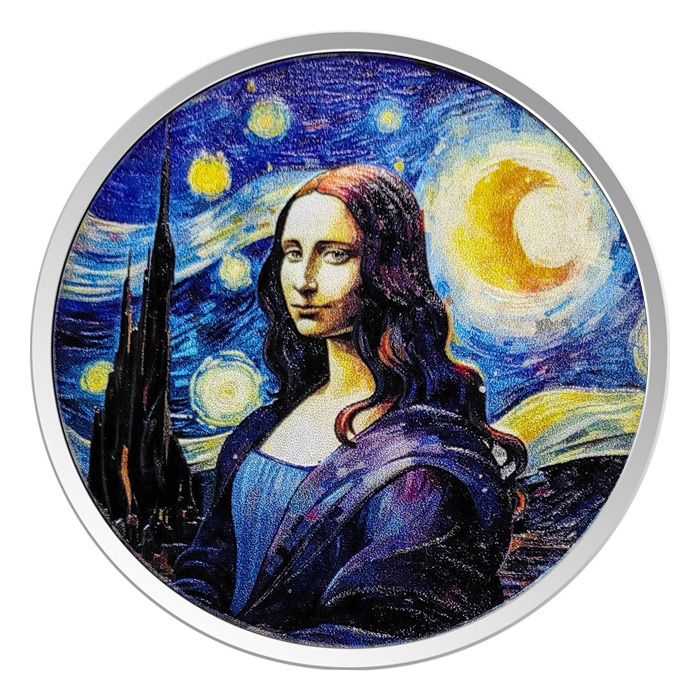 Mona Lisa Van Gogh 1 oz Silbermünze - 1 oz Color*