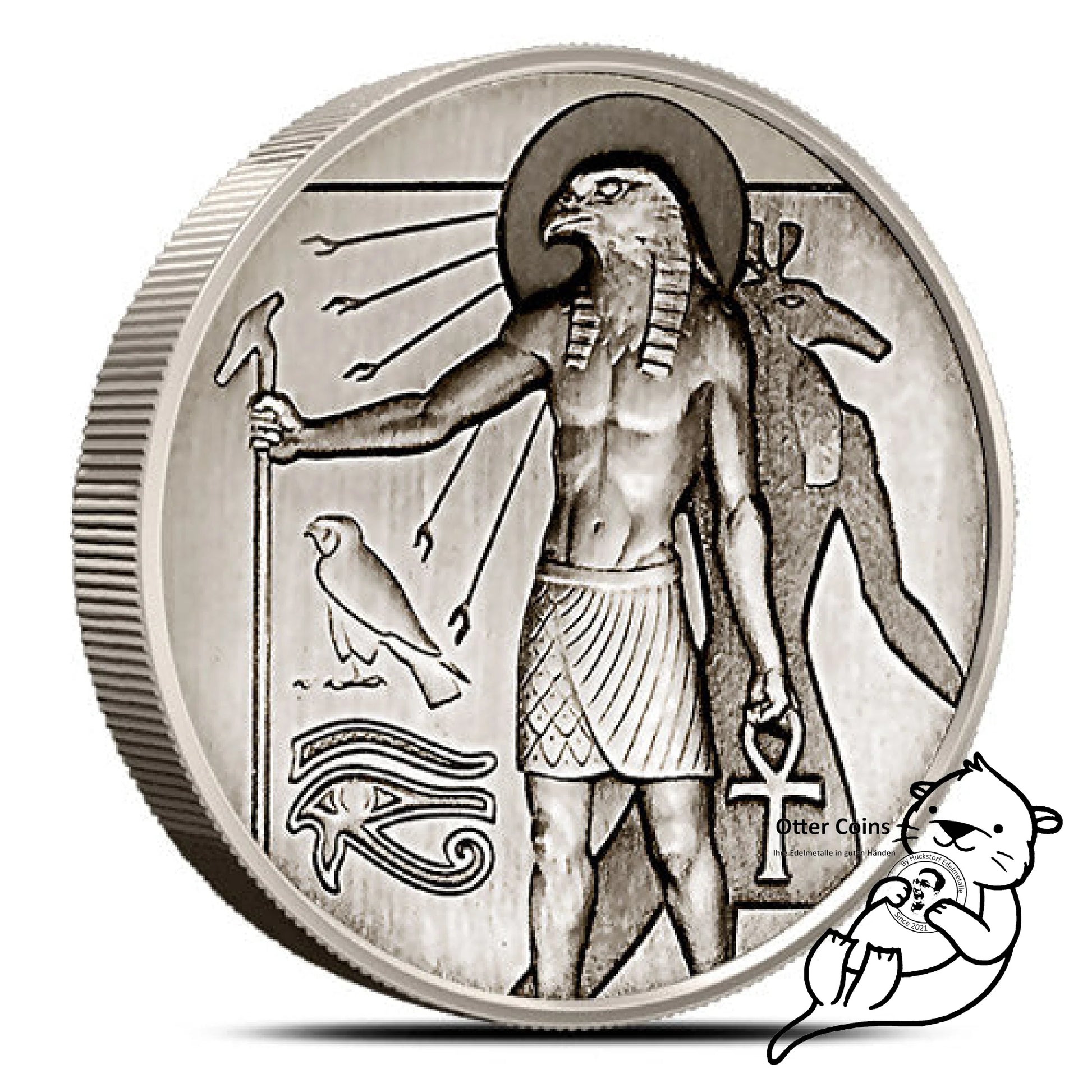 2 oz Silbermünze Antik Egyptian Gods Horus Round Ultra High