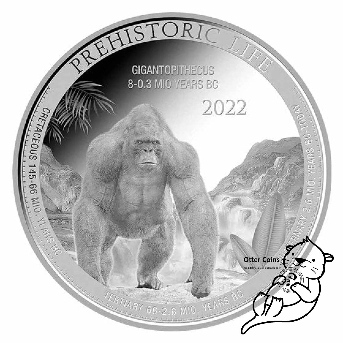 Kongo Prehistoric Life Gigantopithecus Silbermünze 20 Francs