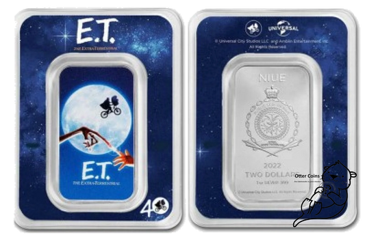 E.T. 40. Jubiläum 1 oz Silberbarren Color Coincard*