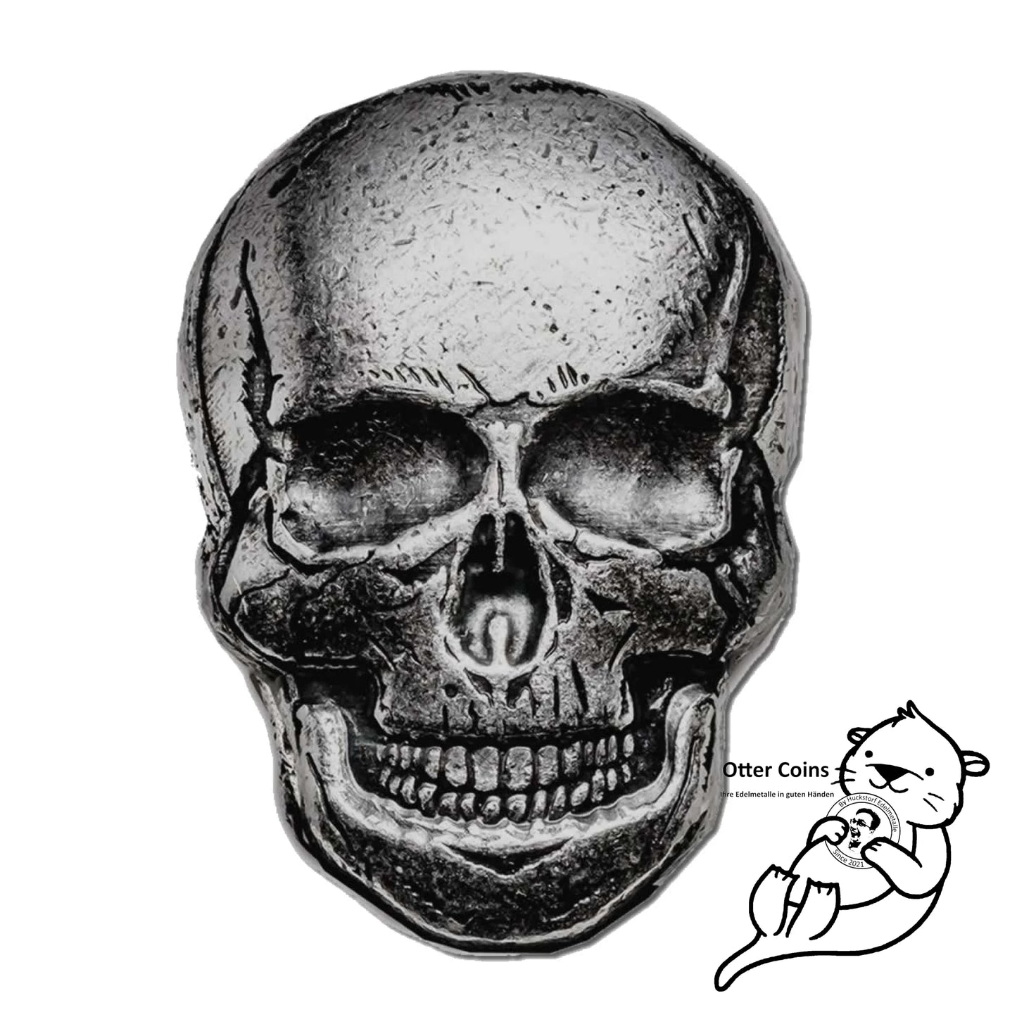 Human Skull 2 oz Silber 999 Antik Finish
