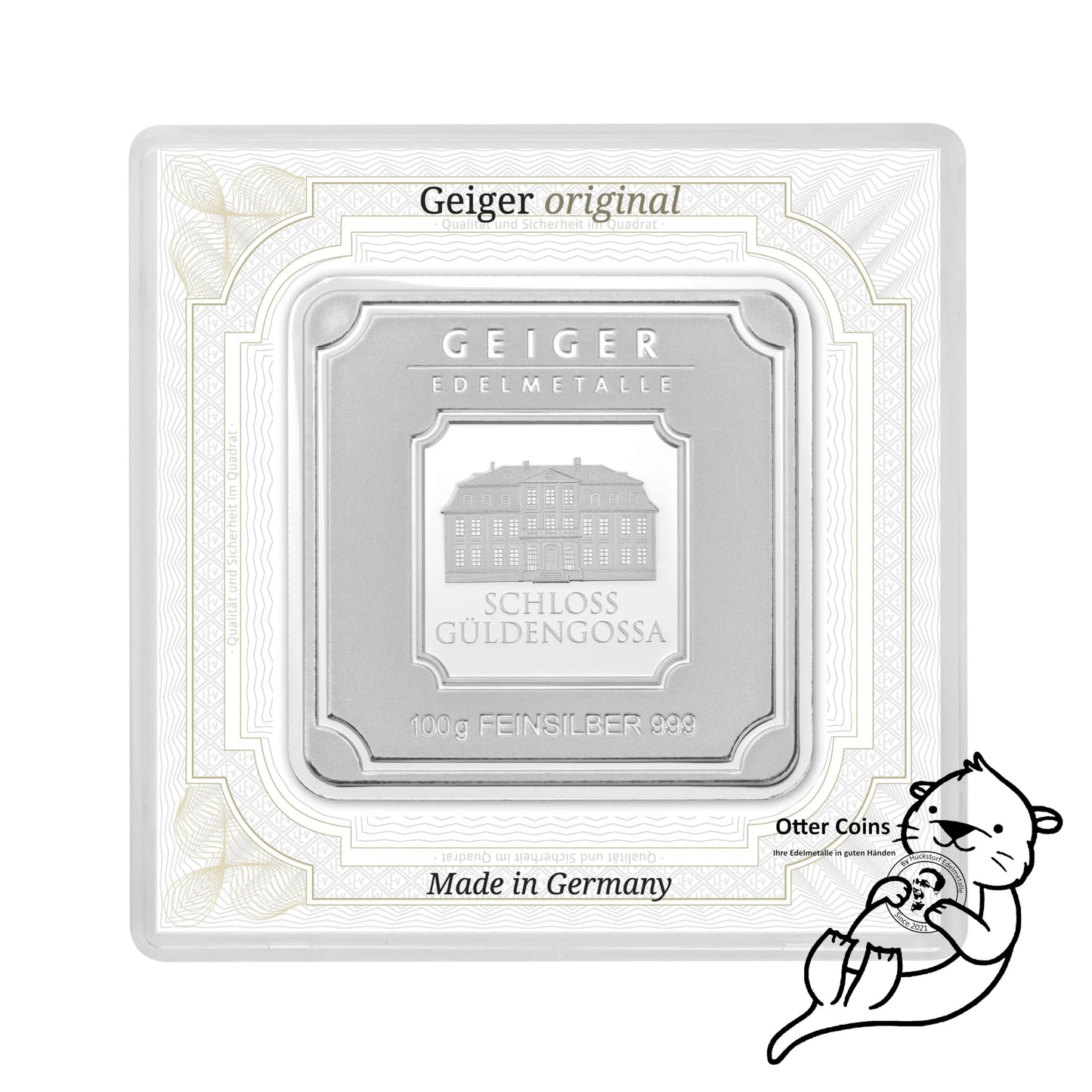 Silberbarren Geiger original - 100 g.999 quadratisch in