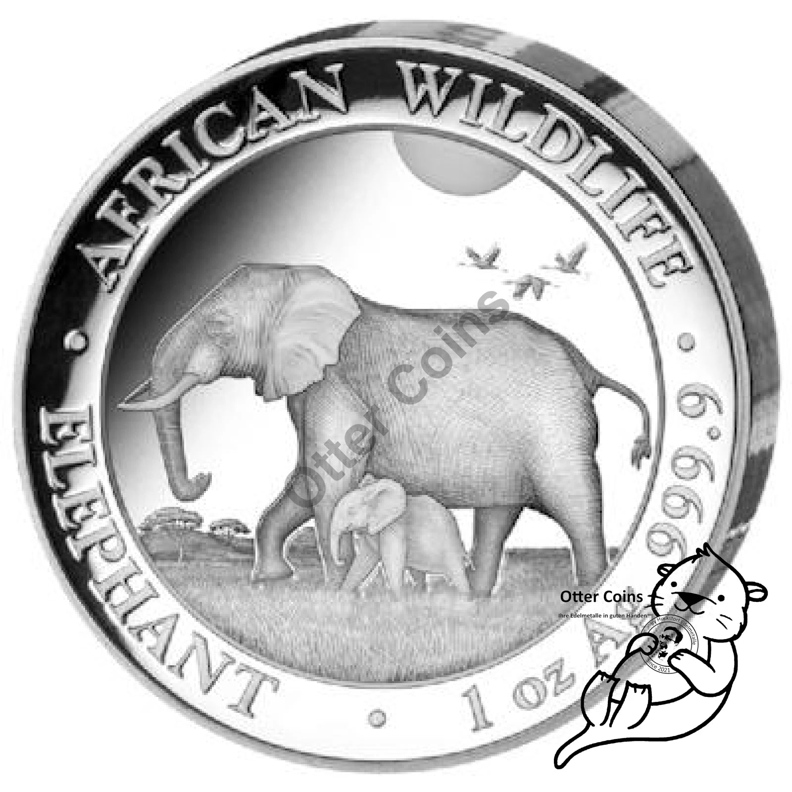 Somalia Elefant 1 Oz Silbermünze Ultra High Relief 2022