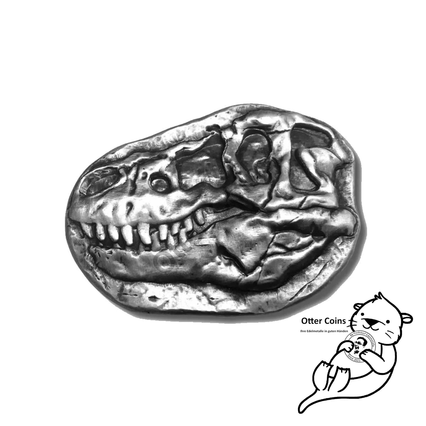 T - Rex Dinosaurier Kopf mit Holzkiste 3 oz Silber 999