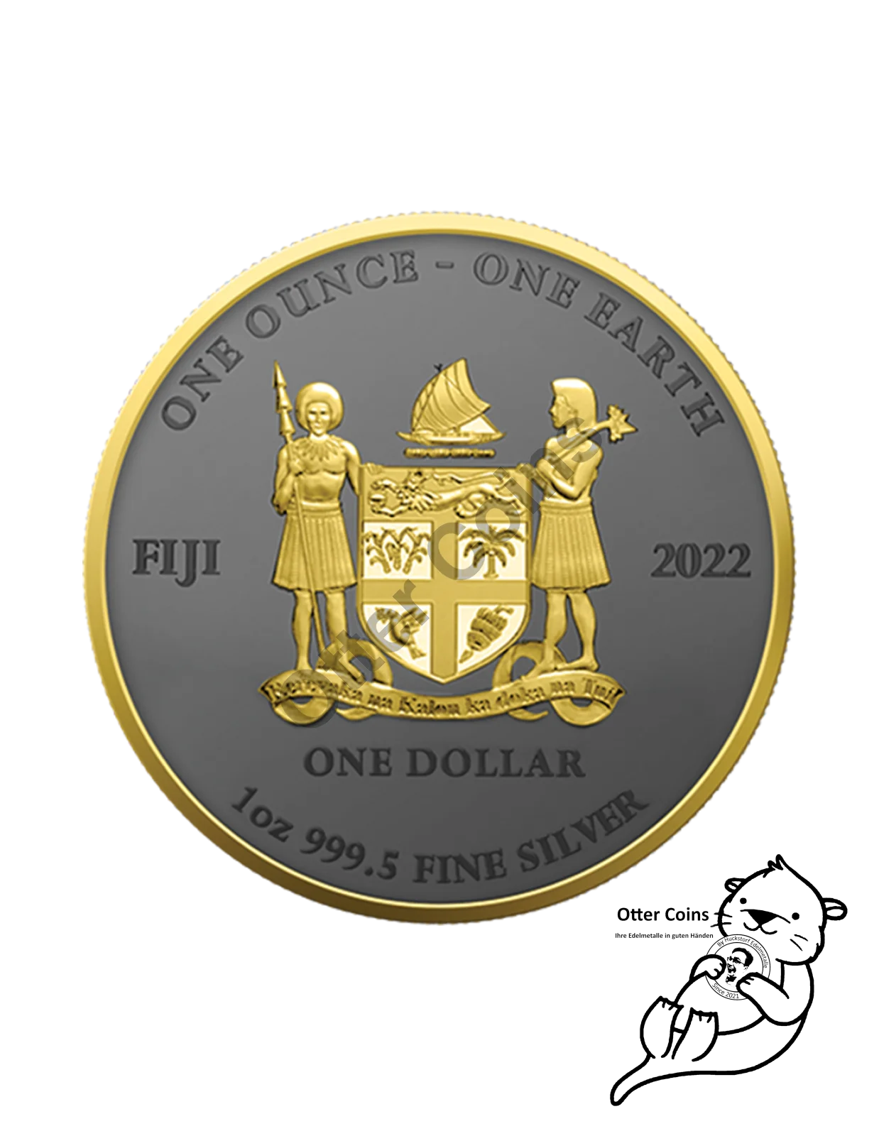 Fiji Earth 2022 1 oz Silbermünze Gilded