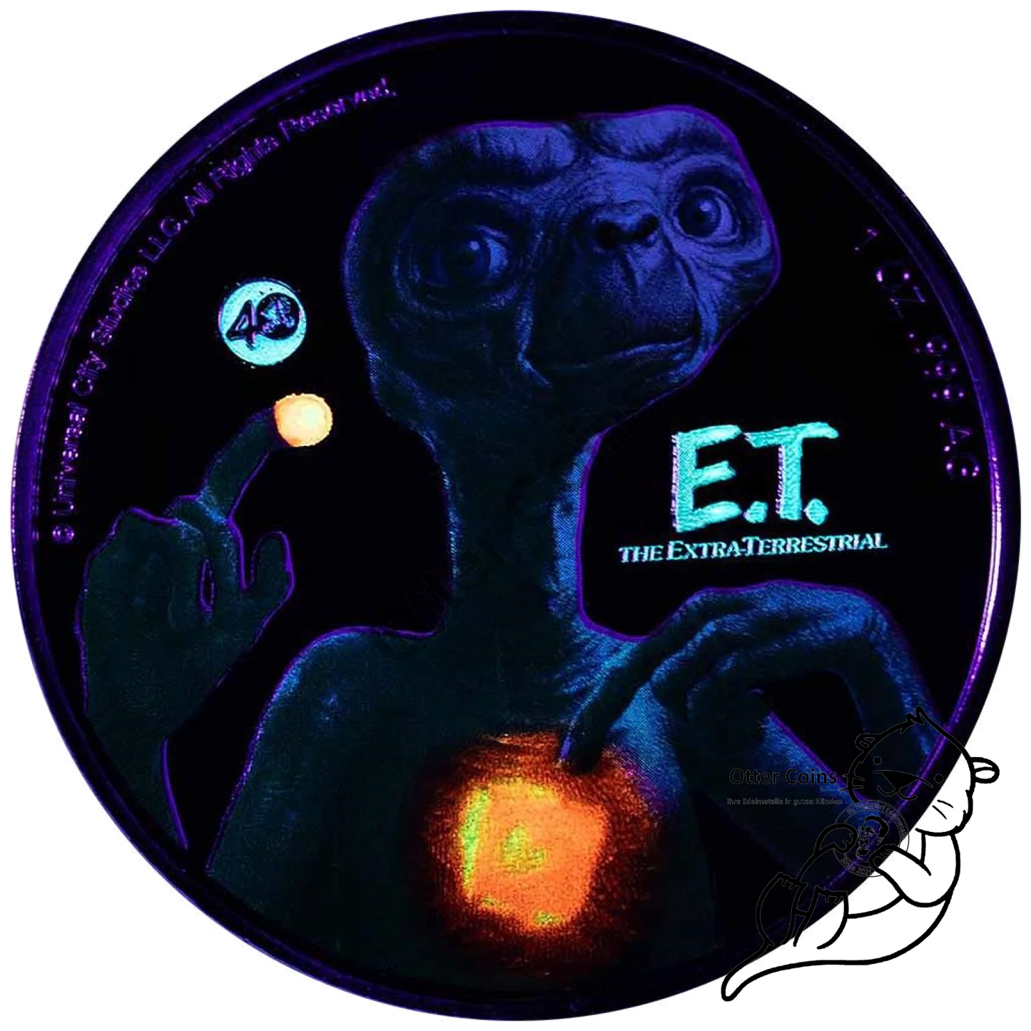 E.T. 40. Jubiläum 1 oz Silbermünze Glow in the Dark Dose*