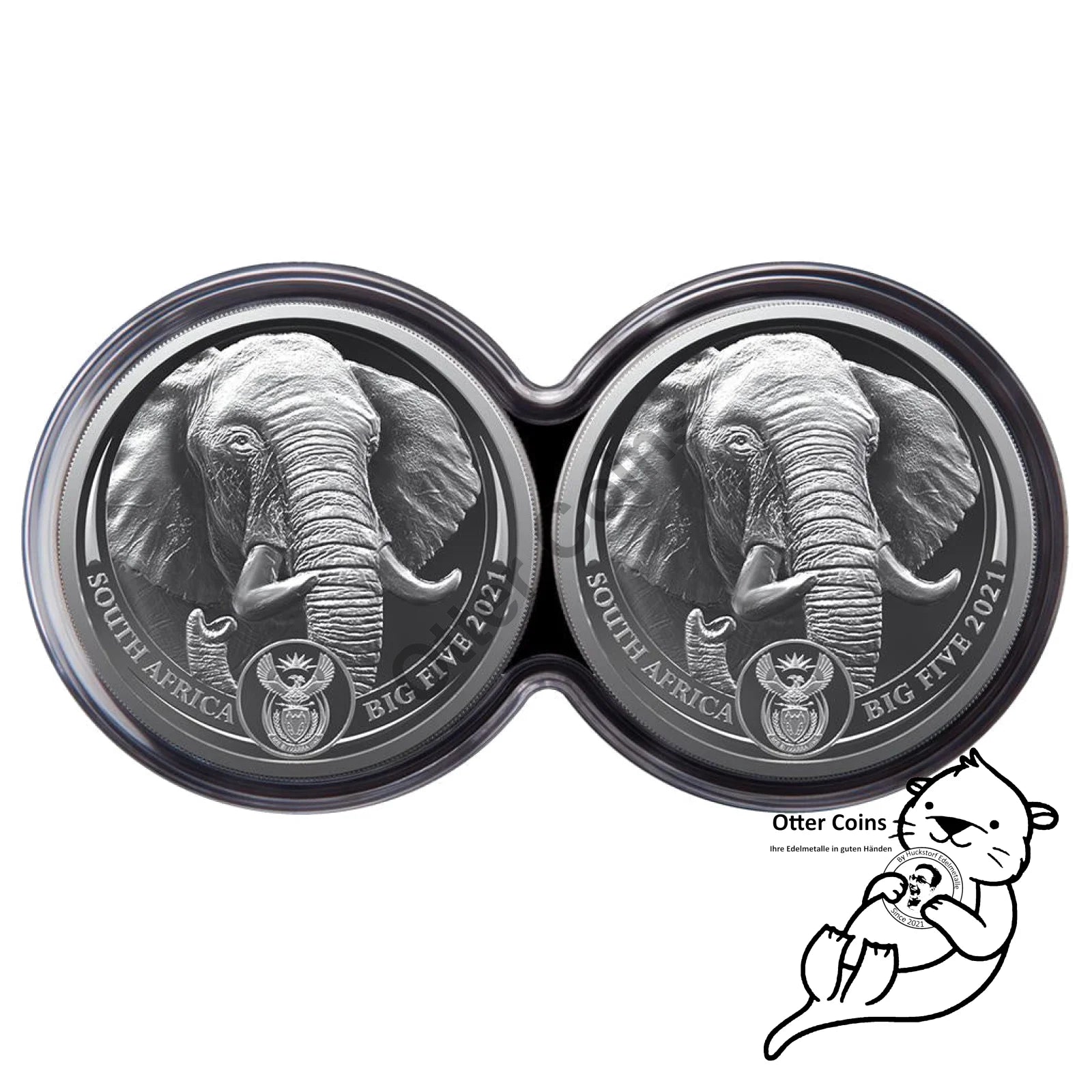 Big Five II Elefant Doppelkapsel Silbermünze 2021*