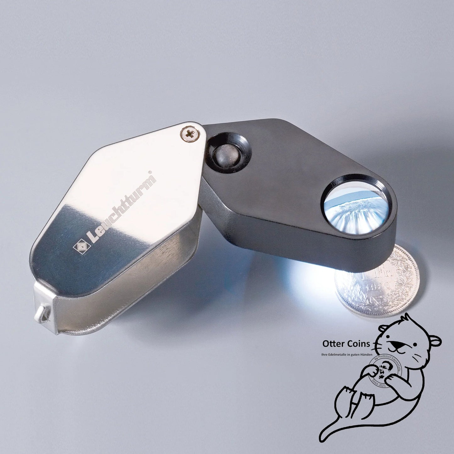 LED-Einschlaglupe 10-fache Vergrößerung schwarz Ø 18 mm